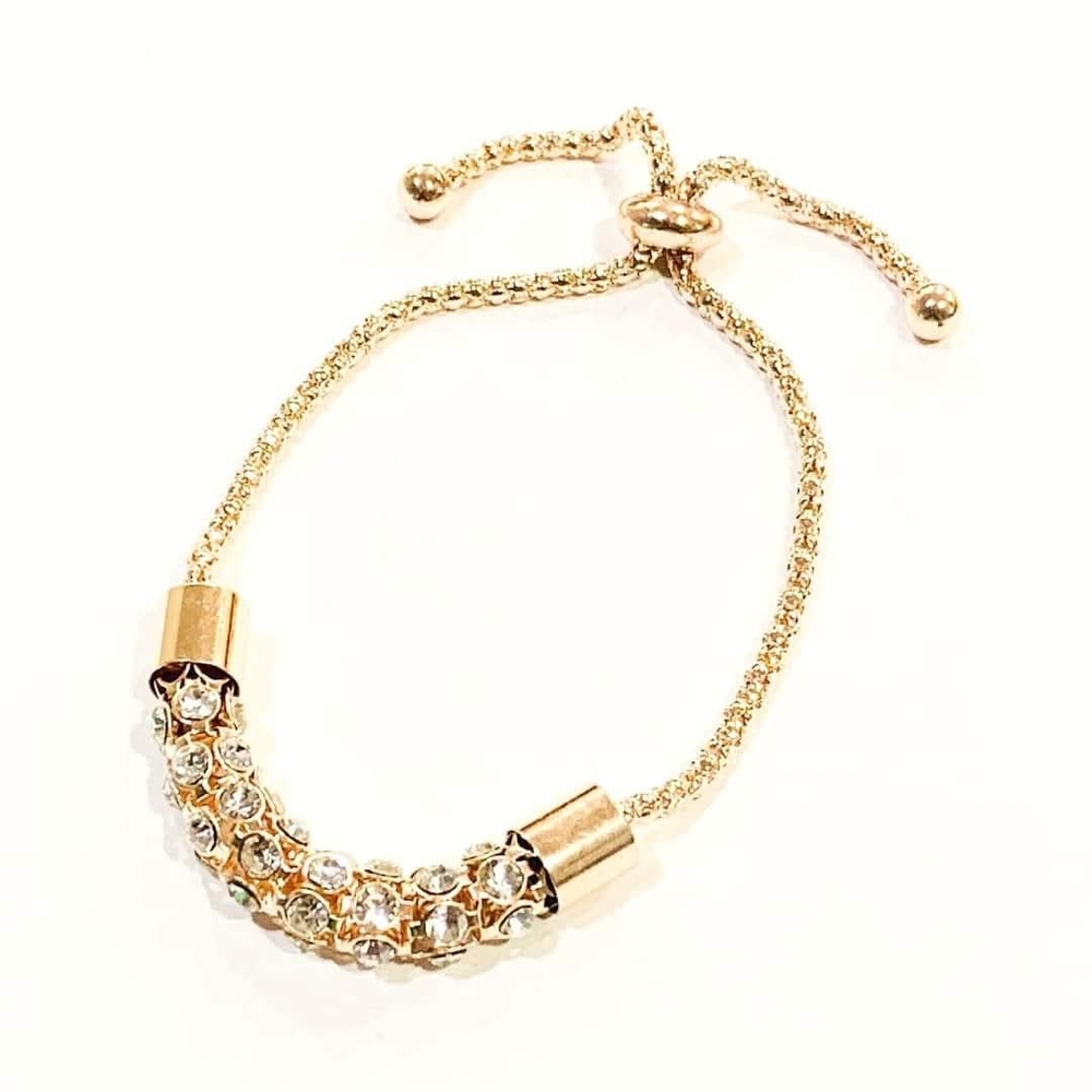 Gold Crystal Pavé Adjustable Bracelet